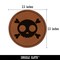 Cute Simple Skull and Crossbones Round Iron-On Engraved Faux Leather Patch Applique - 2.5"